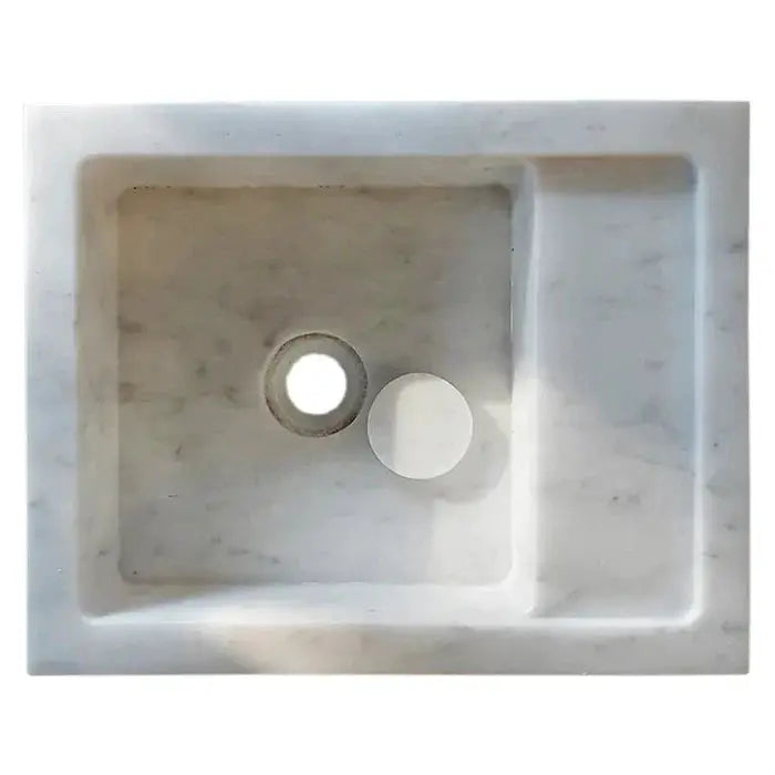 Carrara White Marble Wall Mount Bathroom Sink - Handcrafted 14x18 by GobekDesign