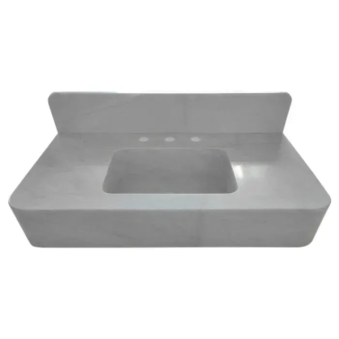 Carrara White Marble Wall-mount Bathroom Sink with Backsplash 18x36 by GobekDesign