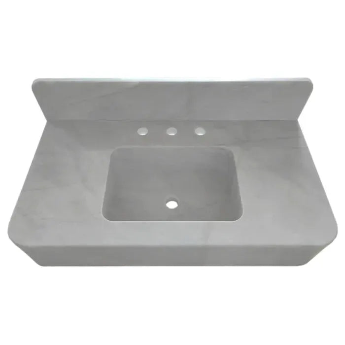 Carrara White Marble Wall-mount Bathroom Sink with Backsplash 18x36 by GobekDesign