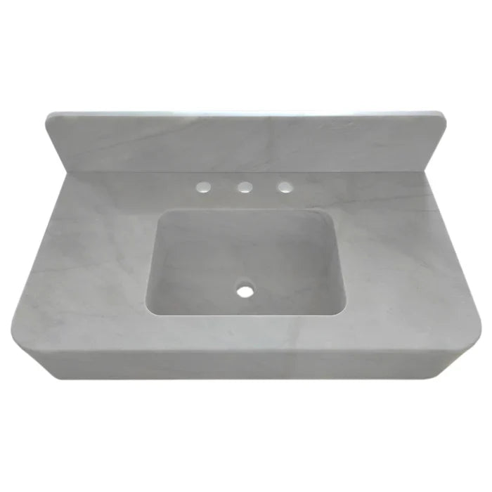 Carrara White Marble Wall-mount Bathroom Sink with Backsplash (W)18" (L)36" (H)6" by GobekDesign