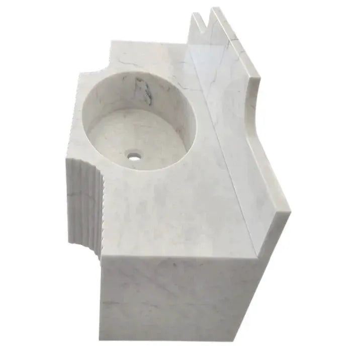 Carrara White Marble Polished Wall Mount Bathroom Sink 48 Inch with 10 Inch Backsplash by GobekDesign