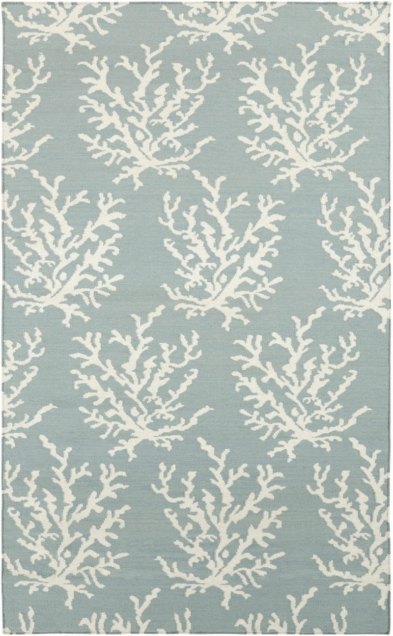 Carversville Ice Blue Botanical Wool Rug - Clearance by Boutique Rugs