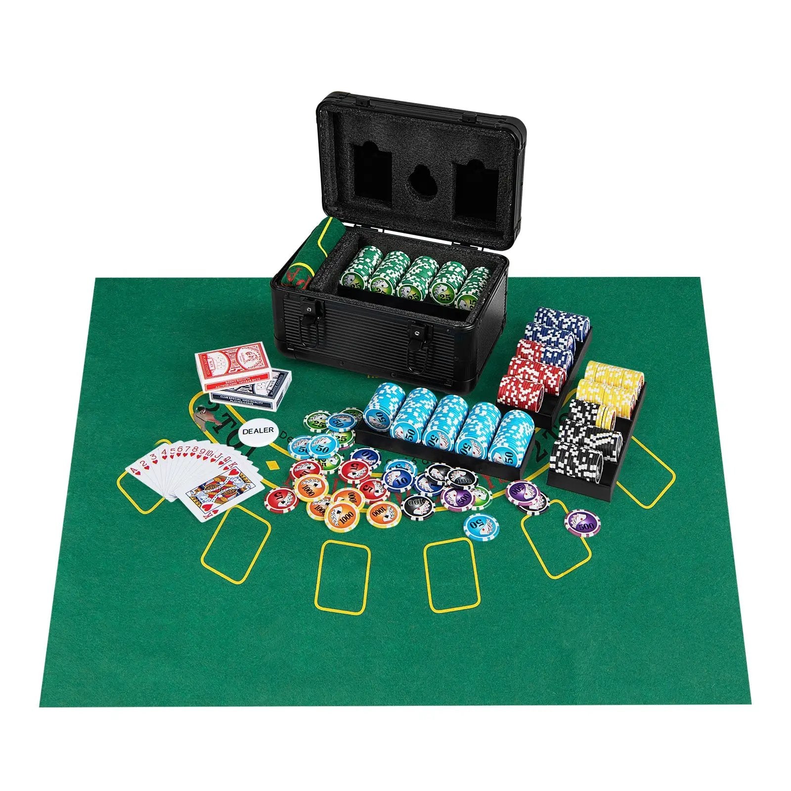 Casino Poker Chips with 600 Pieces Chips Texas Holdem Poker Chip Set-Black by DirectDeals