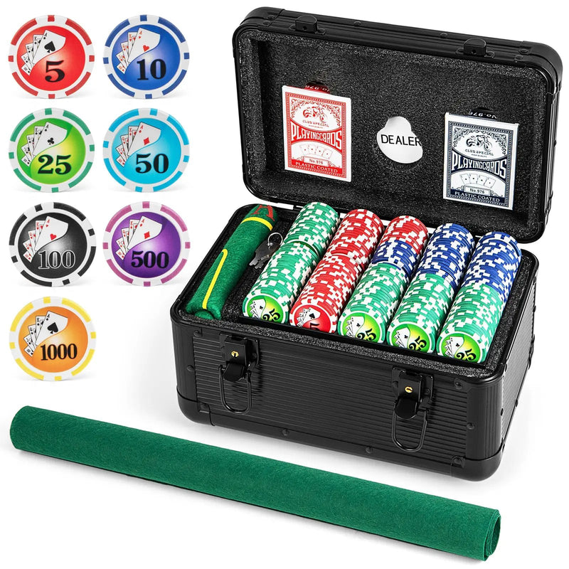 Casino Poker Chips with 600 Pieces Chips Texas Holdem Poker Chip Set-Black by DirectDeals