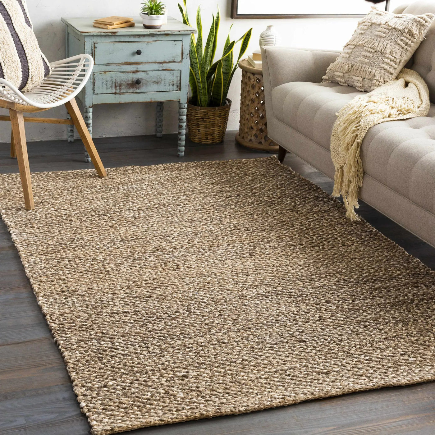Caspar Hand Woven Natural Jute Rug by Boutique Rugs