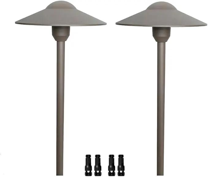 Cast Aluminum Low Voltage Landscape Lighting Pathway Lights Included Ground Spike,Wire Connectors Free Replaceable 3 Watts G4 LED Bulb Warm White 2-Pack by Outdoor Solar Outlet