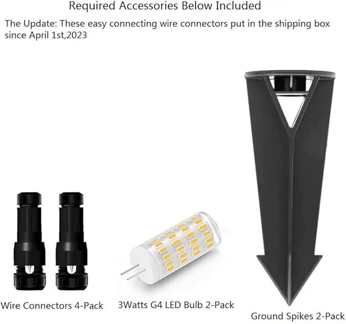 Cast Aluminum Low Voltage Landscape Lighting Pathway Lights Included Ground Spike,Wire Connectors Free Replaceable 3 Watts G4 LED Bulb Warm White 2-Pack by Outdoor Solar Outlet