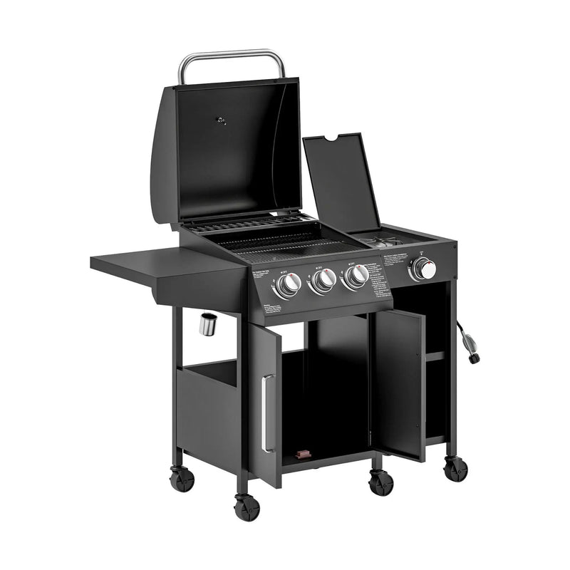 Castelle Flame 15K BTU Barbecue Propane Liquid Propane Grill With Side Burner (SAK53481) by SAKSBY WHOLESALE