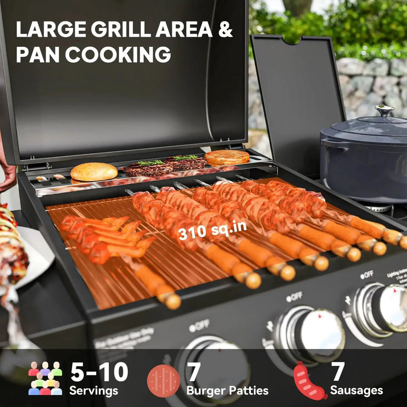 Castelle Flame 15K BTU Barbecue Propane Liquid Propane Grill With Side Burner (SAK53481) by SAKSBY WHOLESALE