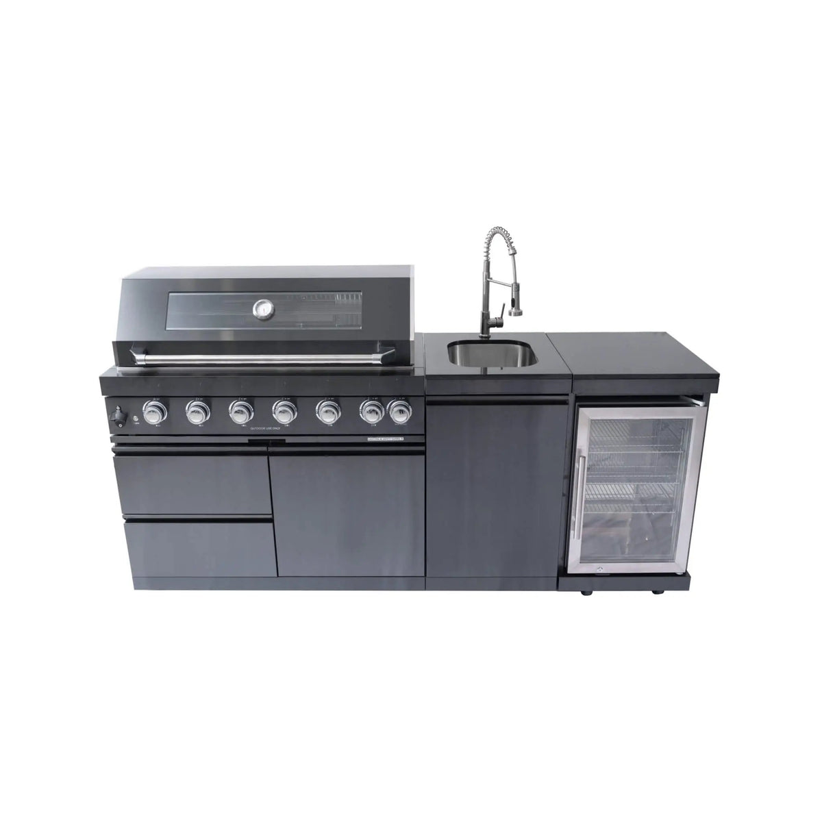 Castelle Flame Avalon 43-Inch 6-Burner 85K BTU Outdoor BBQ Kitchen Grill Island With Wine Fridge, Rotisserie Kit, And Sink (SAK23864) by SAKSBY WHOLESALE