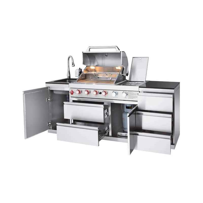 Castelle Flame Deluxe 4-Burner 72000 BTU Stainless Steel Liquid Propane Grill Island (SAK31425) by SAKSBY WHOLESALE