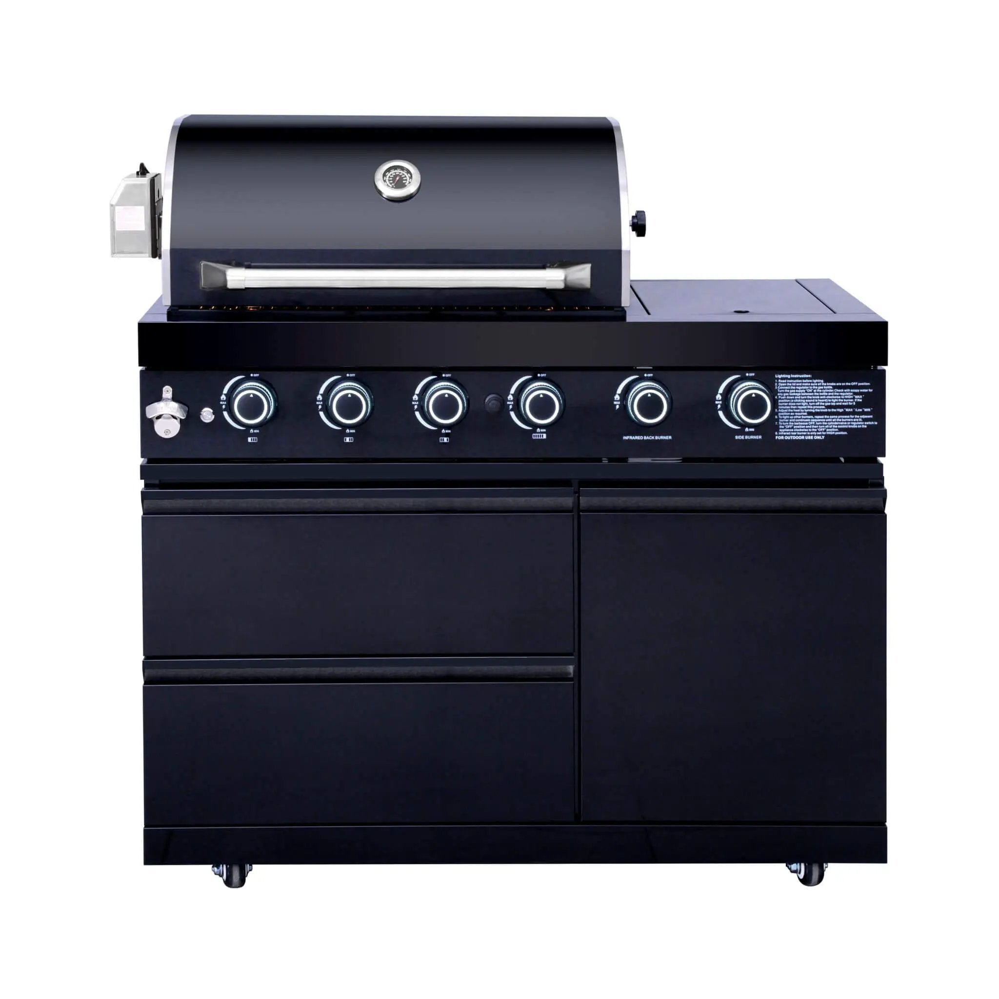 Castelle Flame Monarch 4-Burner 72000 BTU Liquid Propane Grill Island With Fridge And Sink (SAK68127) by SAKSBY WHOLESALE