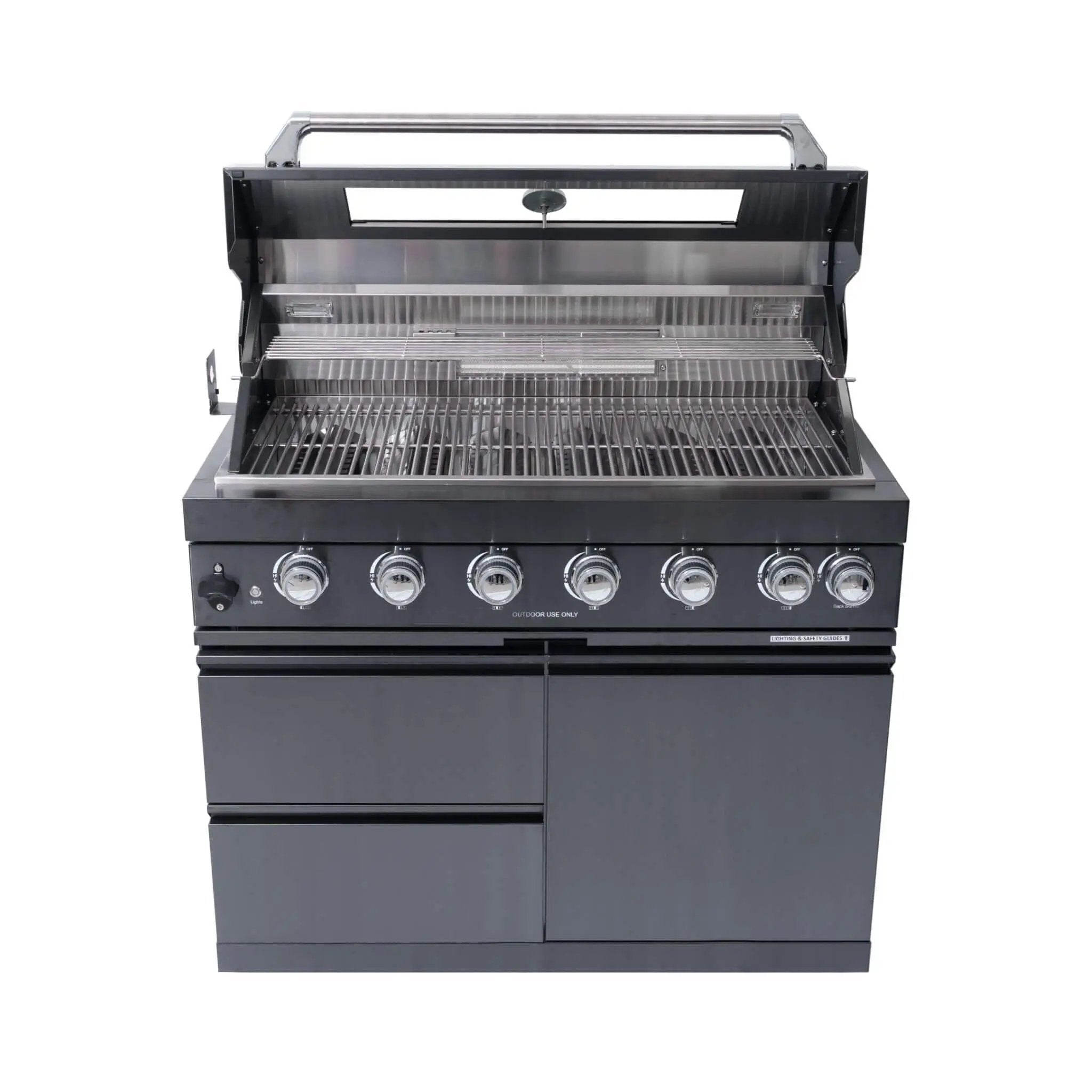 Castelle Flame Inferno Premium Black Stainless Steel 6-Burner Liquid Propane Kitchen Grill Island With Rotisserie Kit (SAK82641) by SAKSBY WHOLESALE