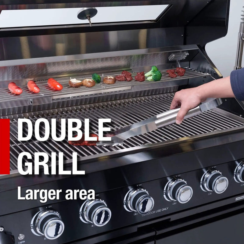Castelle Flame Inferno Premium Black Stainless Steel 6-Burner Liquid Propane Kitchen Grill Island With Rotisserie Kit (SAK82641) by SAKSBY WHOLESALE
