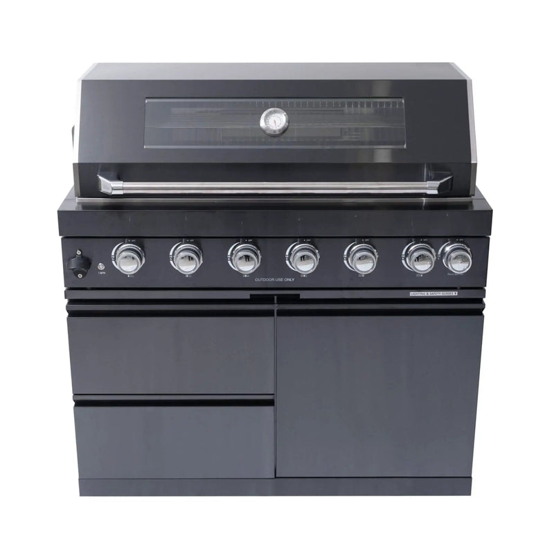 Castelle Flame Inferno Premium Black Stainless Steel 6-Burner Liquid Propane Kitchen Grill Island With Rotisserie Kit (SAK82641) by SAKSBY WHOLESALE