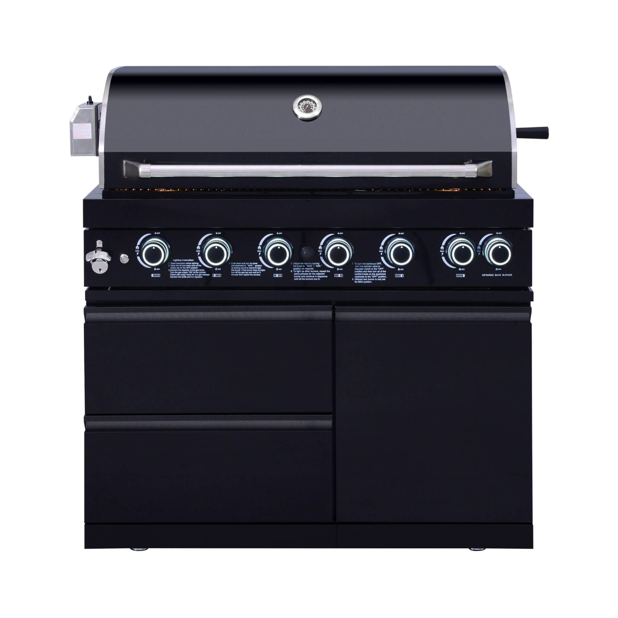 Castelle Flame Summit 6-Burner 85000 BTU Liquid Propane Grill Island With Sink And Fridge (SAK59238) by SAKSBY WHOLESALE
