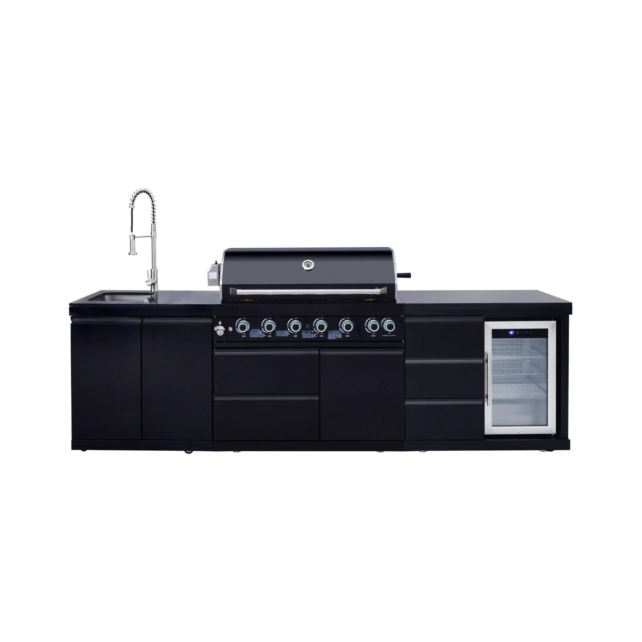 Castelle Flame Summit 6-Burner 85000 BTU Liquid Propane Grill Island With Sink And Fridge (SAK59238) by SAKSBY WHOLESALE