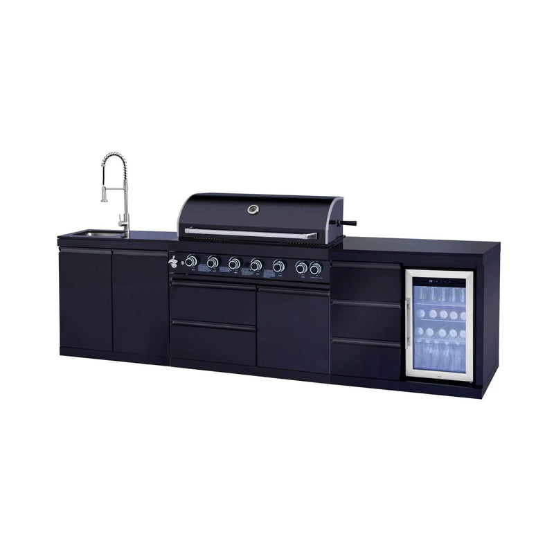 Castelle Flame Summit 6-Burner 85000 BTU Liquid Propane Grill Island With Sink And Fridge (SAK59238) by SAKSBY WHOLESALE