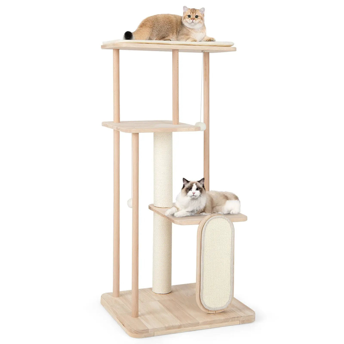Wooden Multi-level Modern Cat Tower with Scratching Board and Post, photo 3 of 9