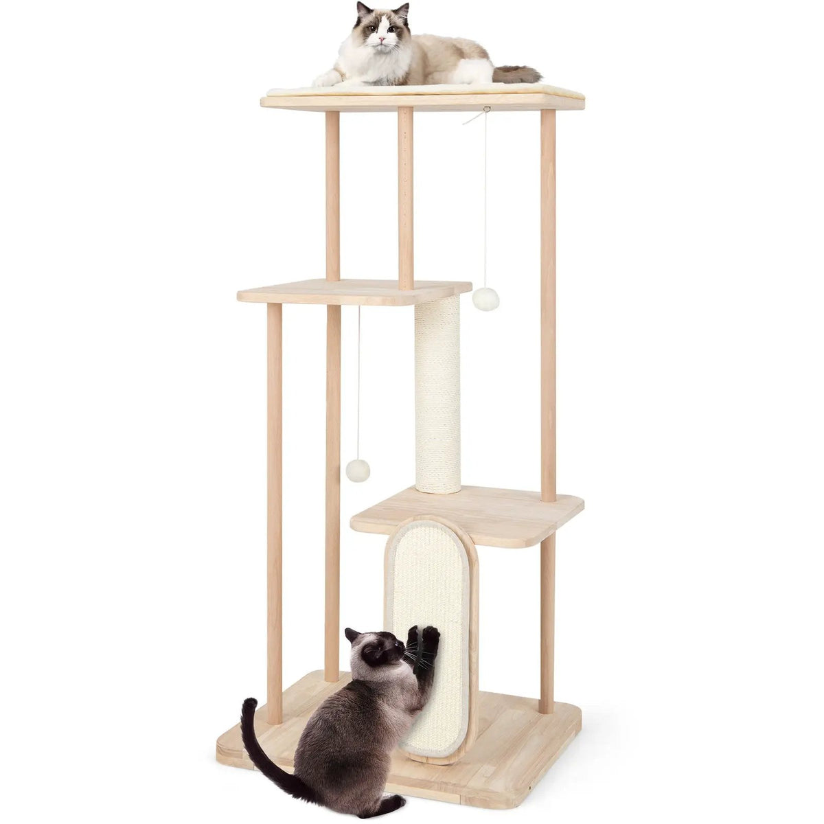Wooden Multi-level Modern Cat Tower with Scratching Board and Post, photo 4 of 9