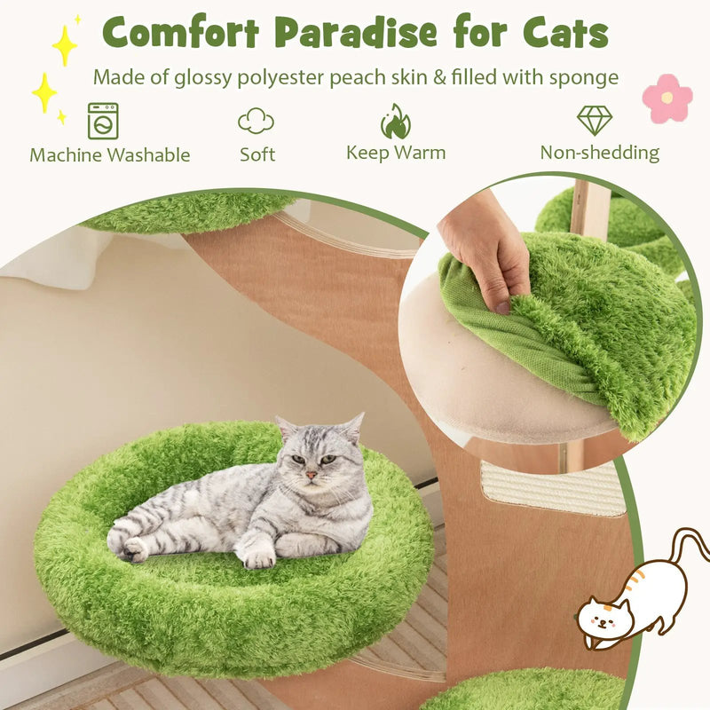 50 Inch Pine Shape Cat Tree for Indoor Cats with Sisal Scratching Board-Green by DirectDeals