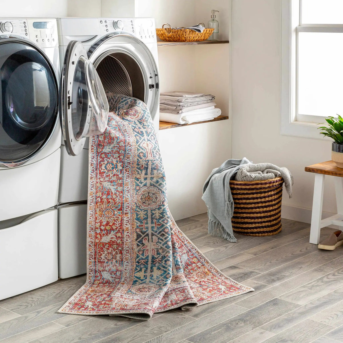 Rust Catadupa Distressed Washable Area Rug - Clearance, photo 10 of 11