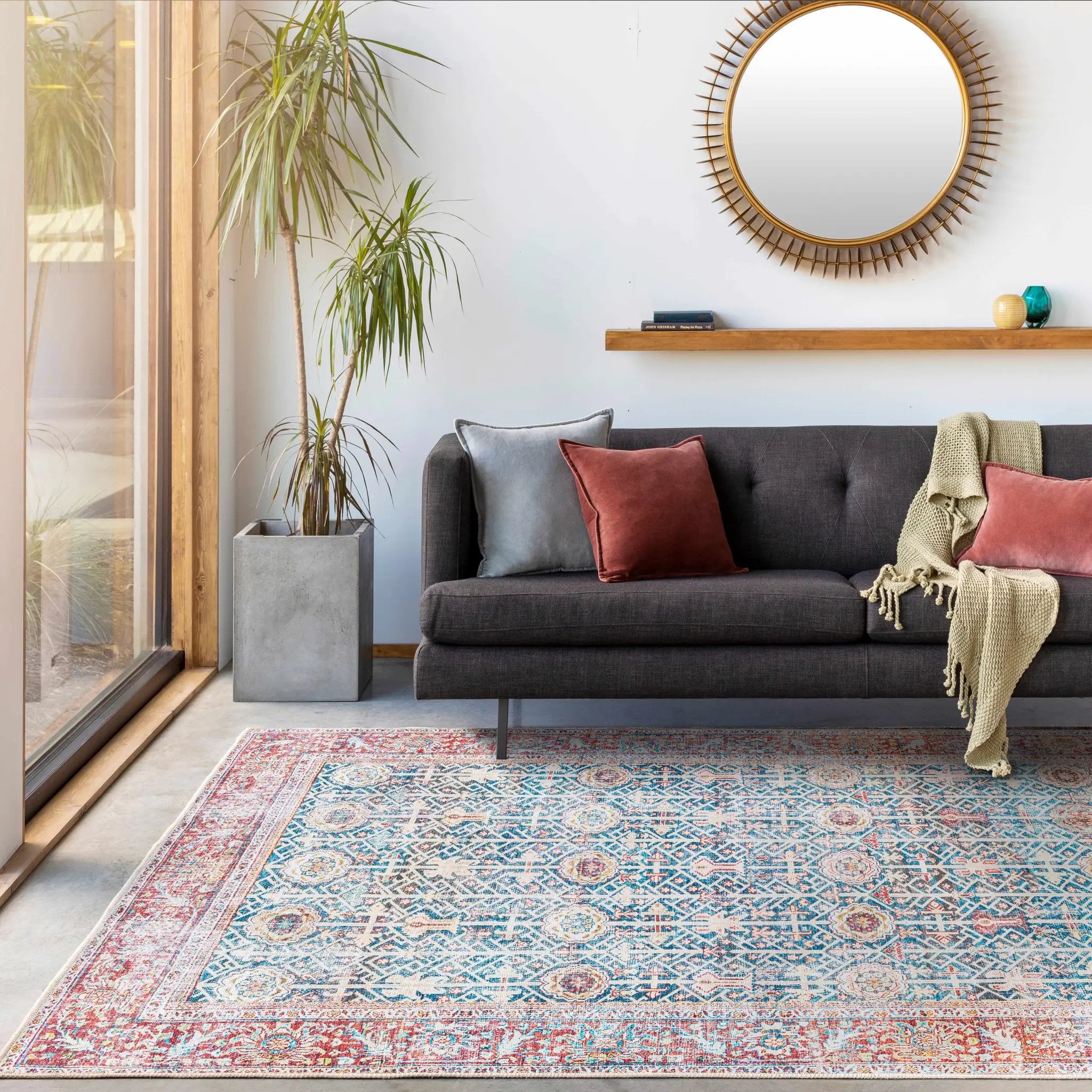 Rust Catadupa Distressed Washable Area Rug - Clearance by Boutique Rugs