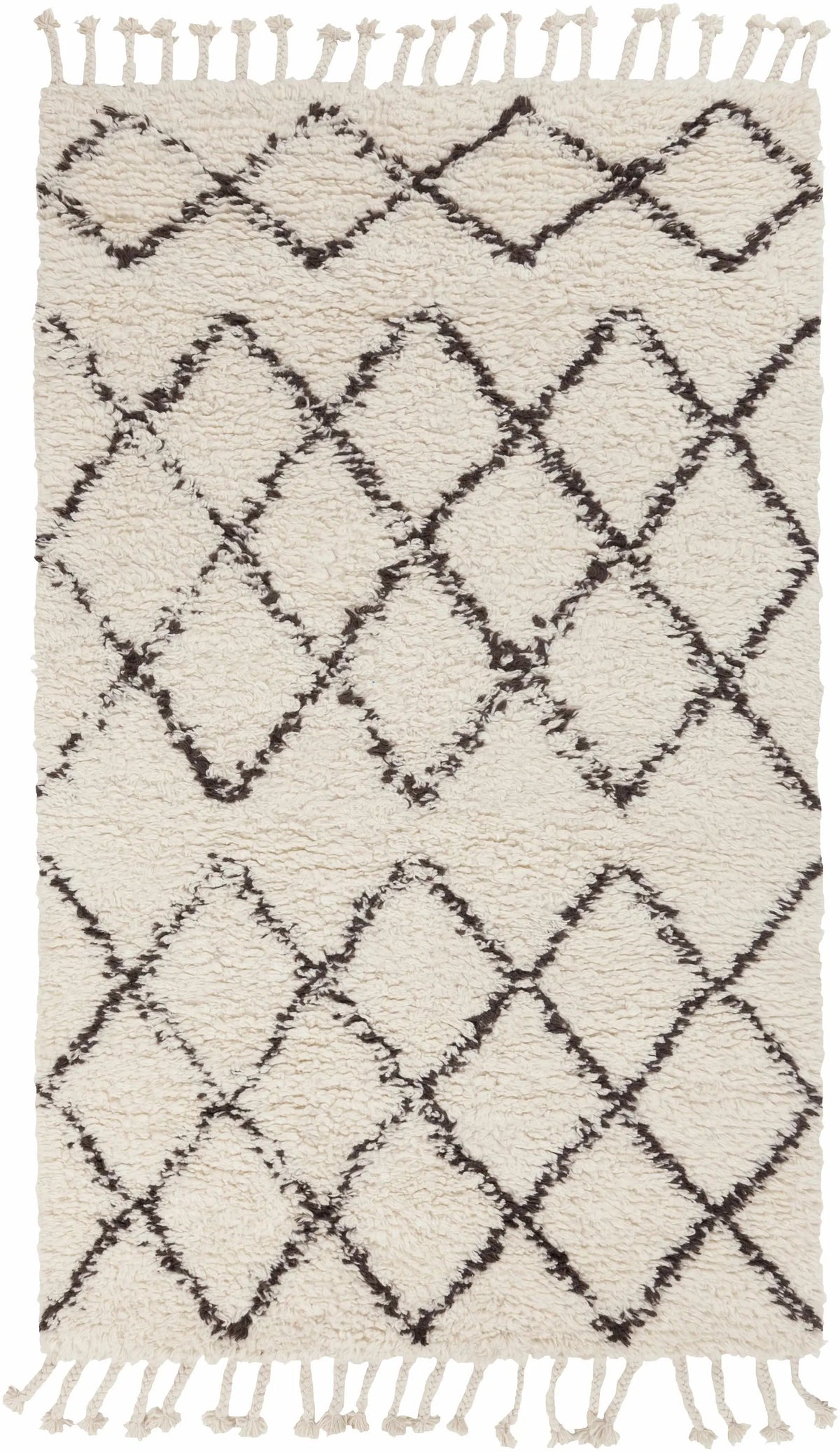 Catoosa White/Black Trellis Wool Rug - Clearance