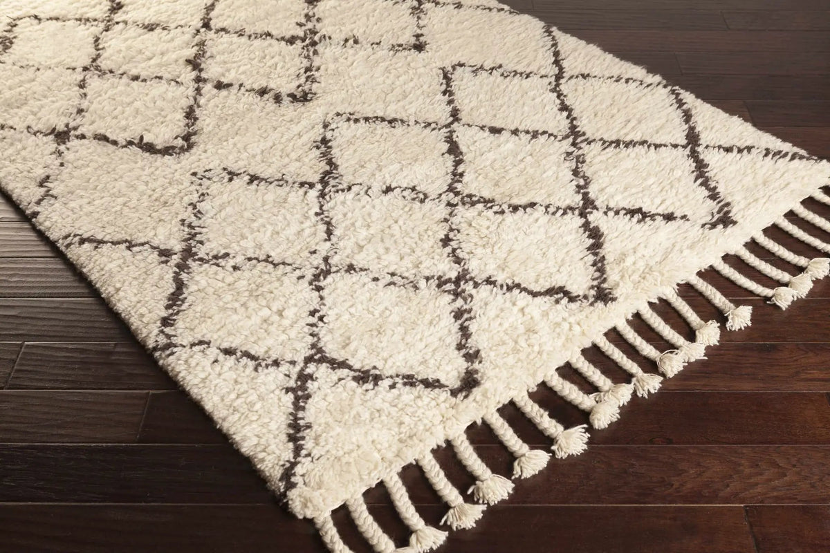 Catoosa White/Black Trellis Wool Rug - Clearance, photo 3 of 12