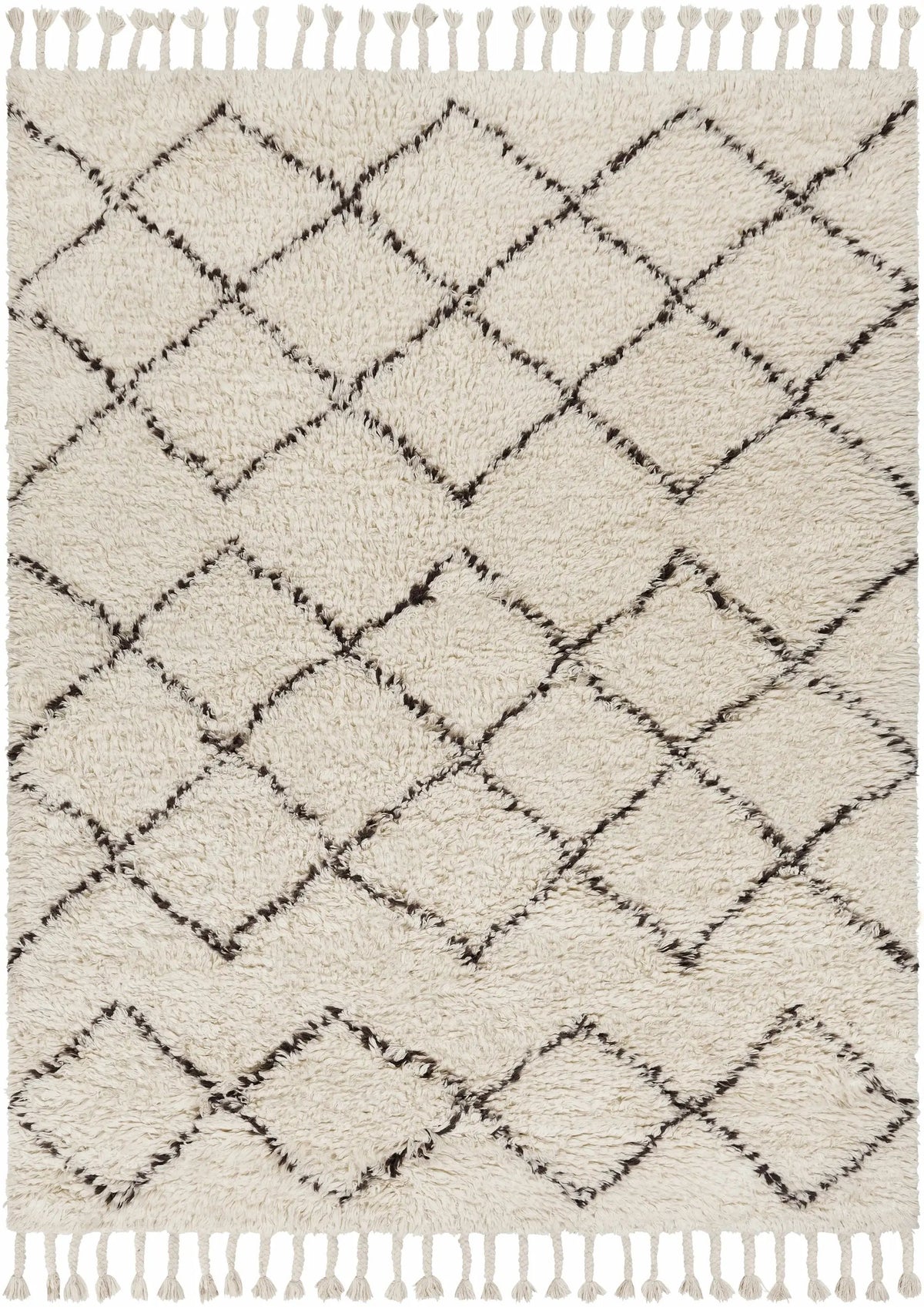 Catoosa White/Black Trellis Wool Rug - Clearance, photo 6 of 12