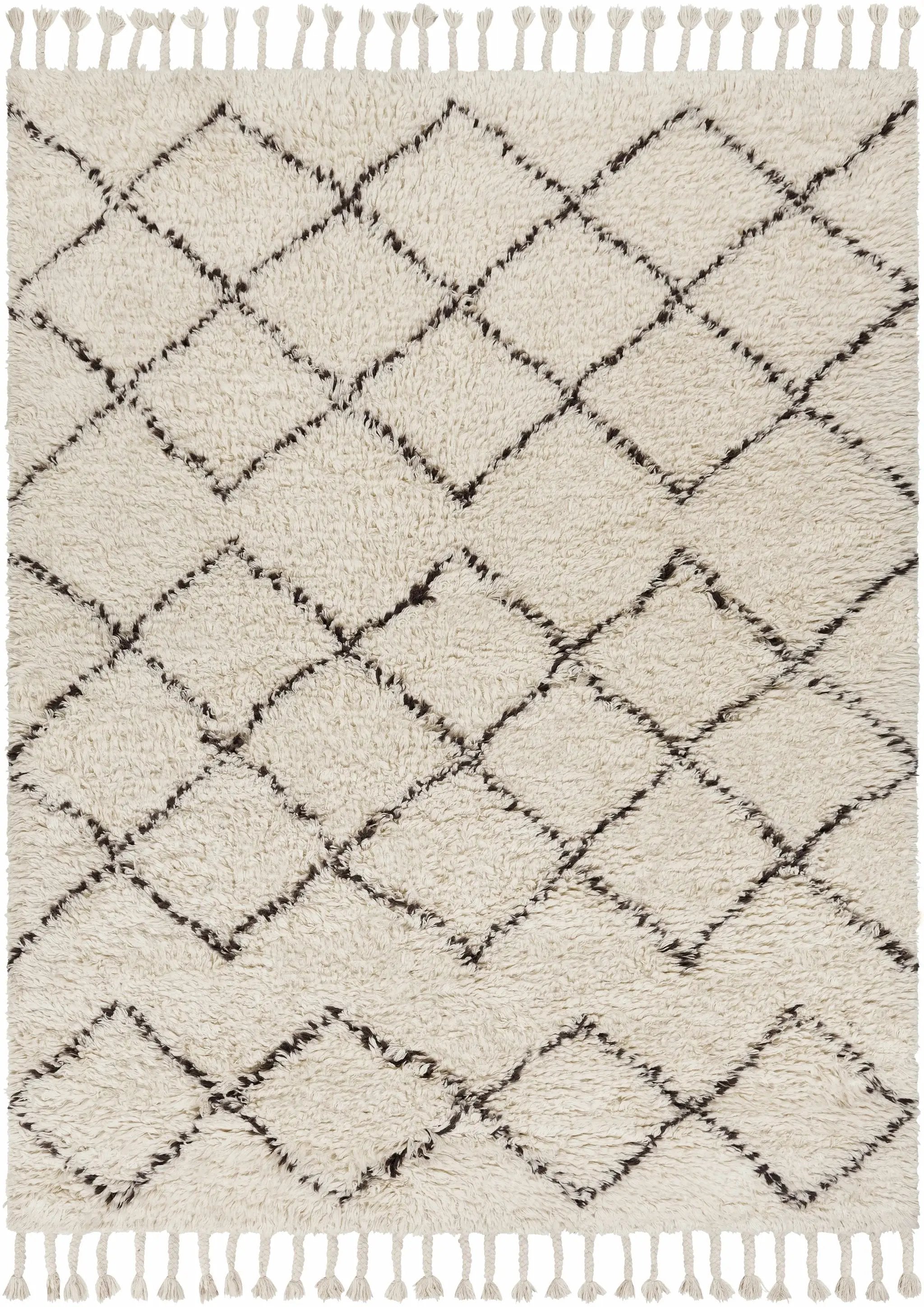 Catoosa White/Black Trellis Wool Rug - Clearance by Boutique Rugs