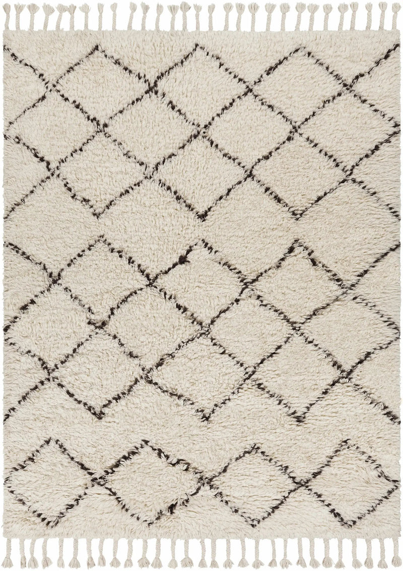 Catoosa White/Black Trellis Wool Rug - Clearance by Boutique Rugs