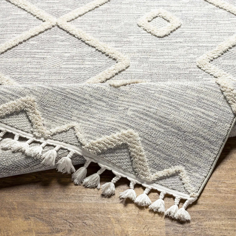Cauldwell High/Low Pile Rug with Tassels - Clearance by Boutique Rugs