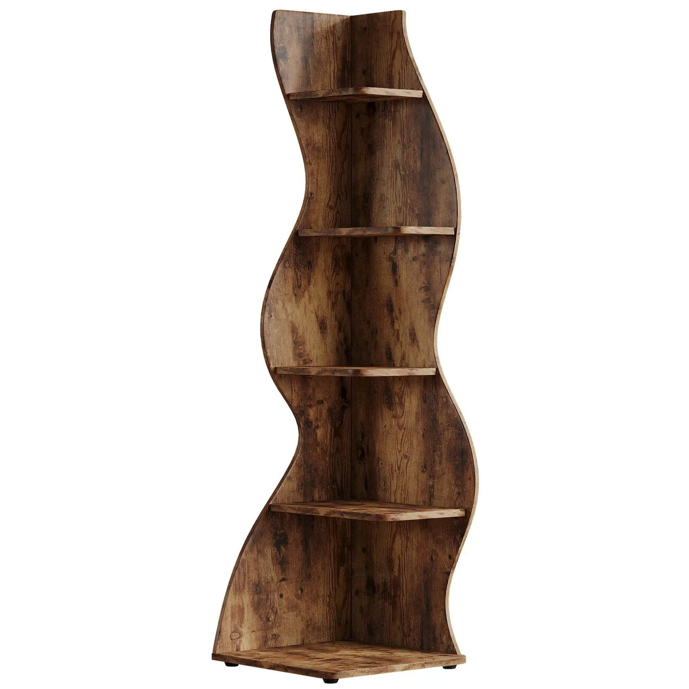 5 Tier Wavy Corner Bookshelf And Plant Stand For Living Room by HouseOfZazla