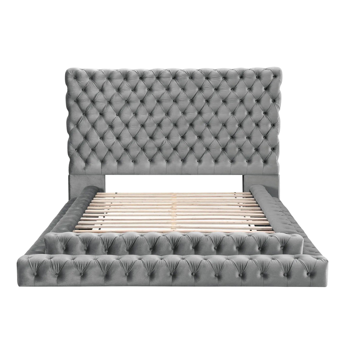 Tufted Oversized Headboard Platform Bed With Fully Upholstered Frame by Unique Piece Furniture