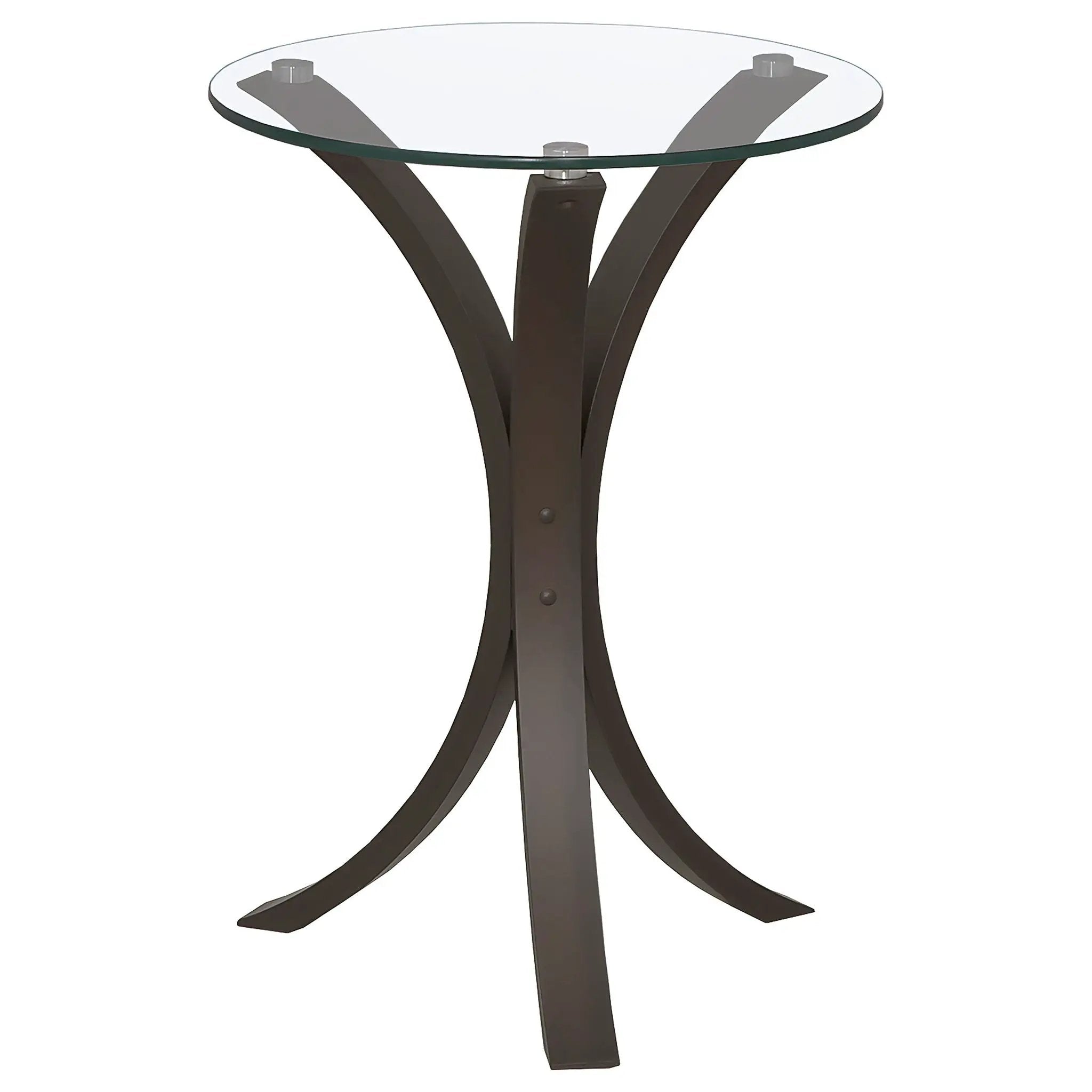 Helena - Round Glass Top Accent Side Table - Cappuccino by HouseOfZazla