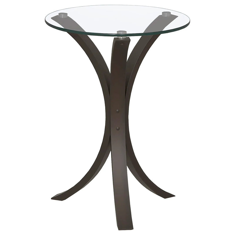 Helena - Round Glass Top Accent Side Table - Cappuccino by HouseOfZazla
