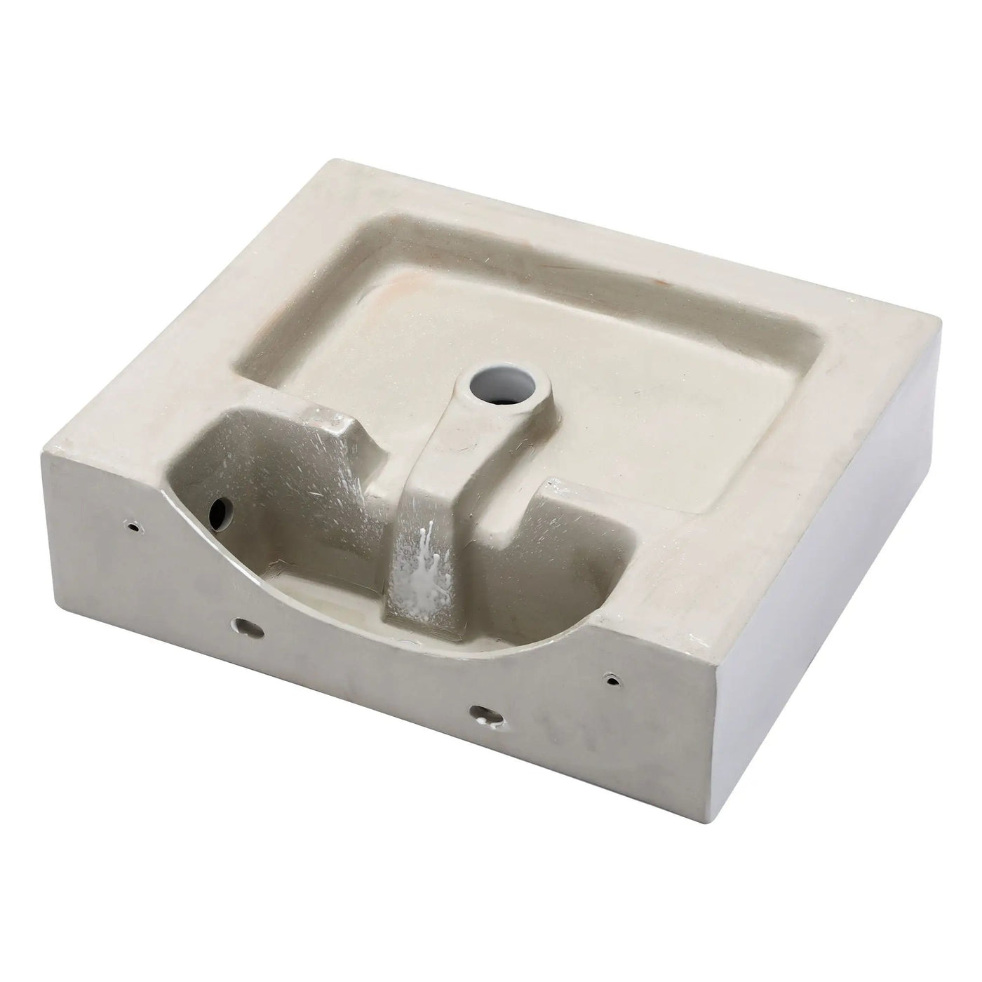 Modern Ceramic Rectangular Wall Mounted Bathroom Sink With Faucet Hole & Overflow by HouseOfZazla