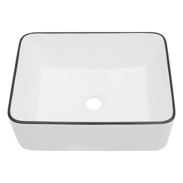 Modern European Style Ceramic Rectangular Vessel Bathroom Sink