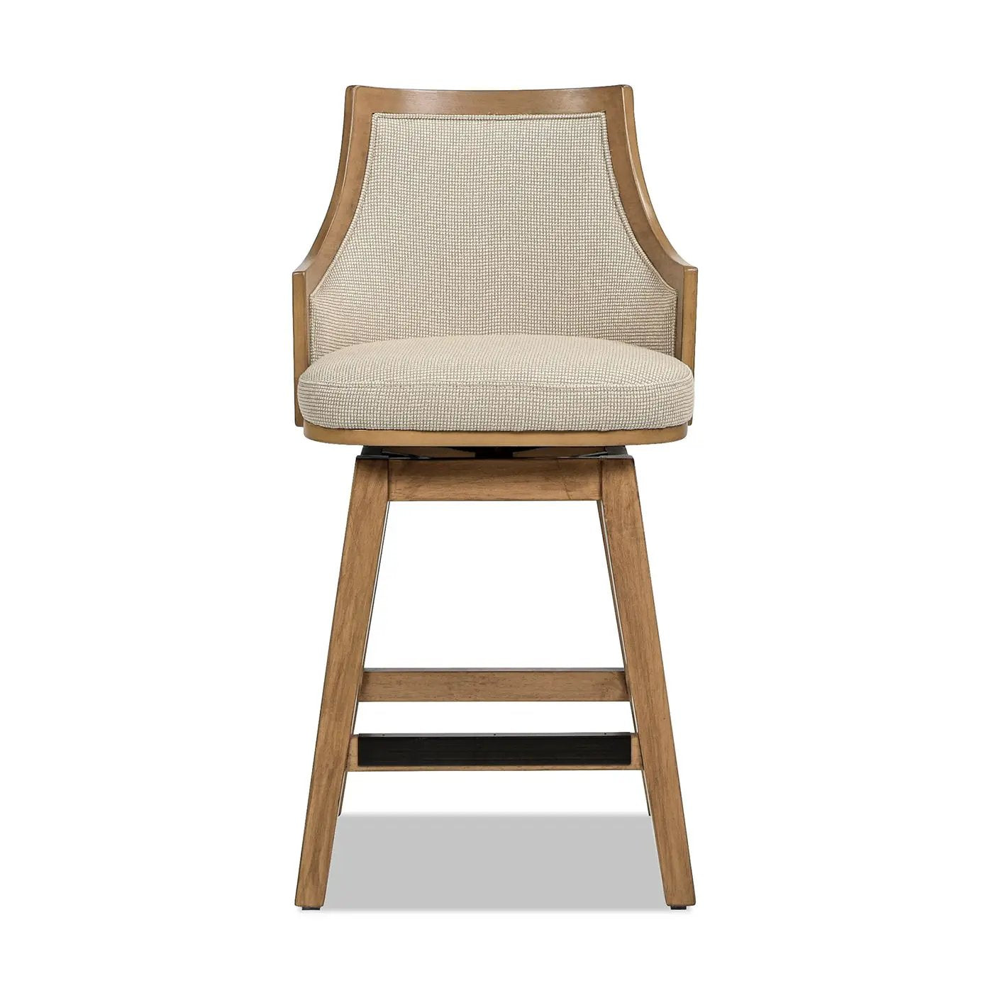 Bahama - Cane High Back Swivel Counter Stool With Recessed Arms Textured Weave - Taupe Beige by Unique Piece Furniture
