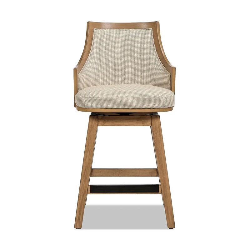 Bahama - Cane High Back Swivel Counter Stool With Recessed Arms Textured Weave - Taupe Beige by Unique Piece Furniture