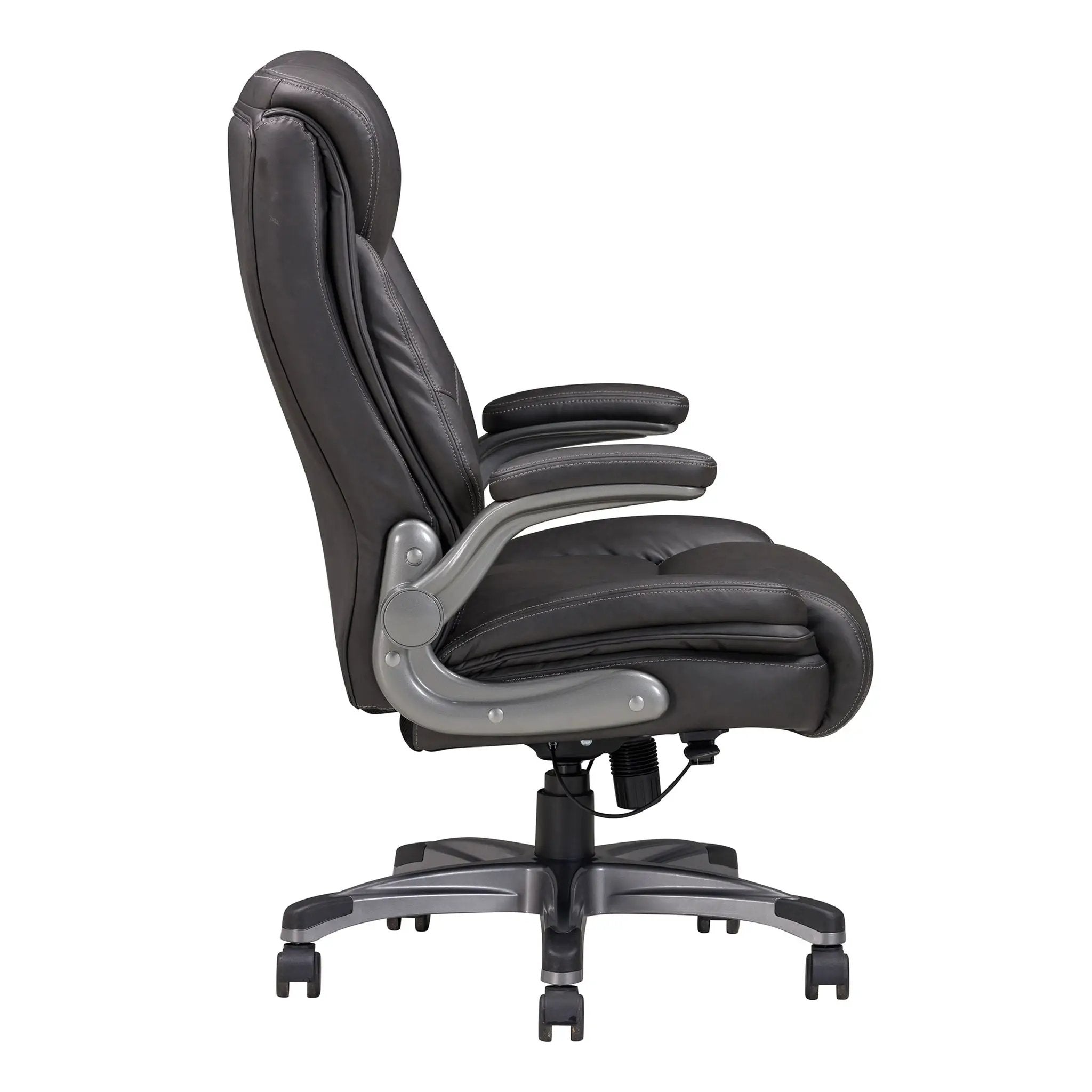 Bonded Leather Upholstered Office Chair With Adjustable Height And Armrest - Gray by HouseOfZazla
