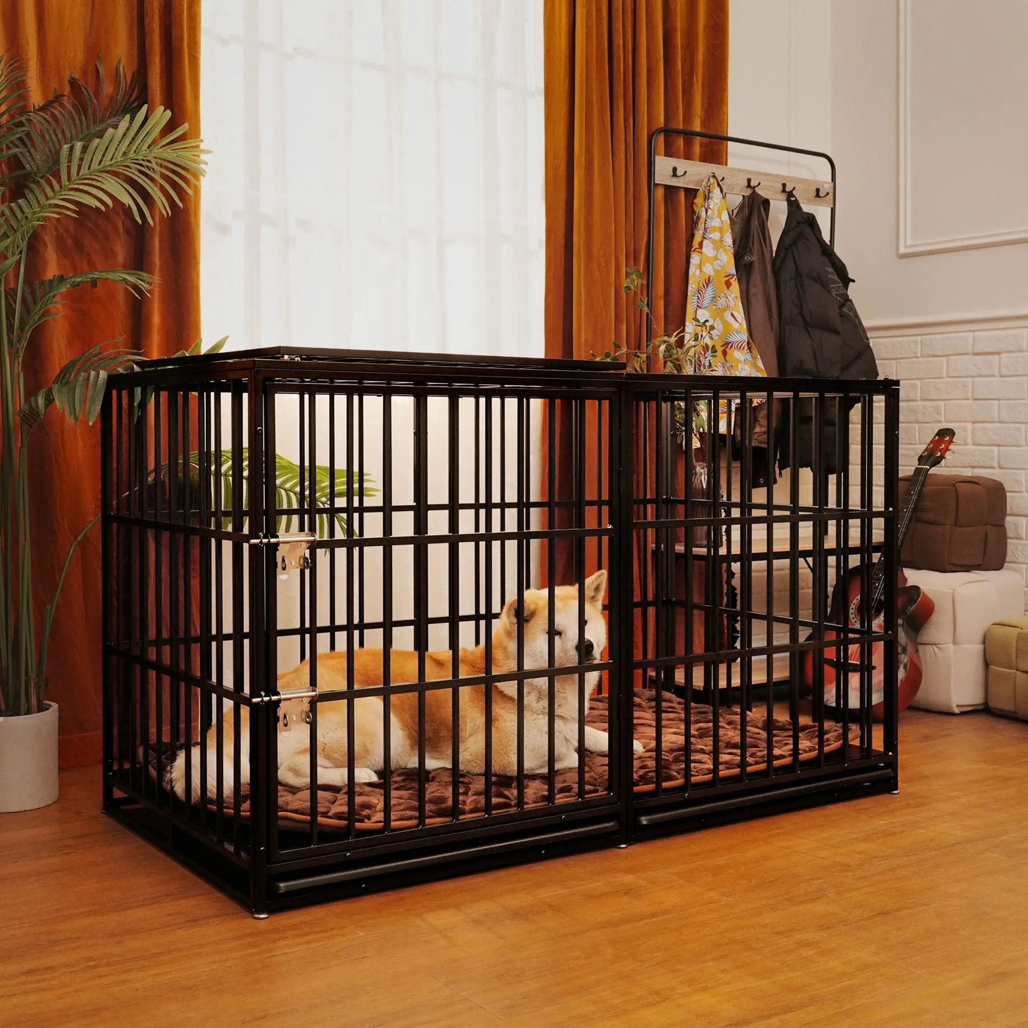 Extra Large Heavy Duty Dog Crate With Removable Pans For Dogs - Black by HouseOfZazla