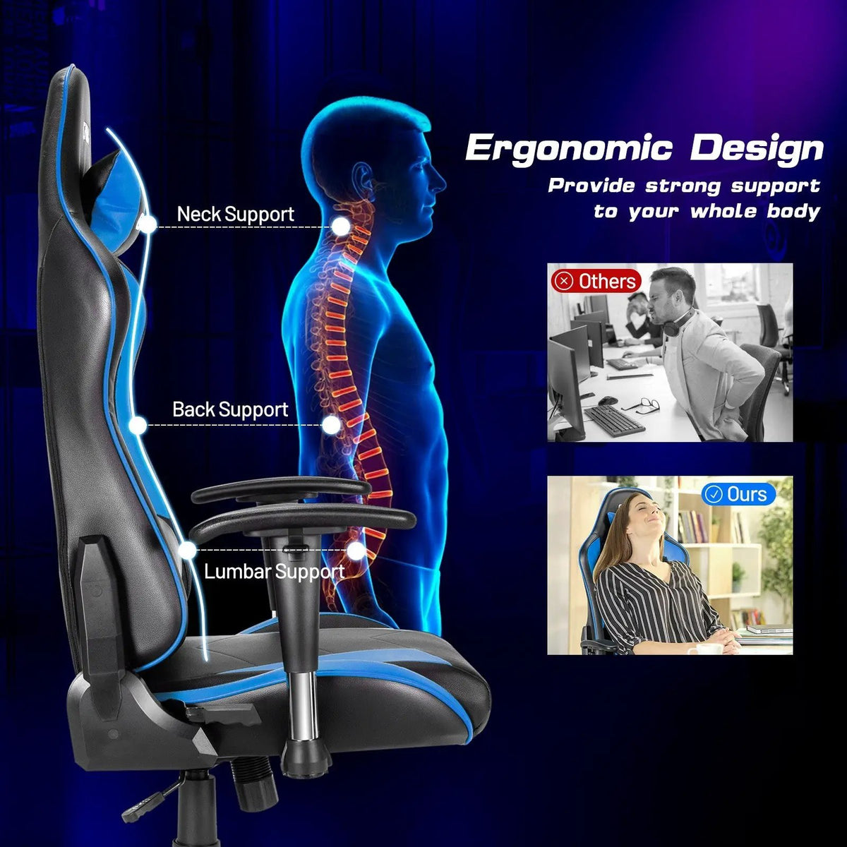 Gaming Chair Adjustable Swivel Racing Style Computer Office Chair, photo 13 of 24