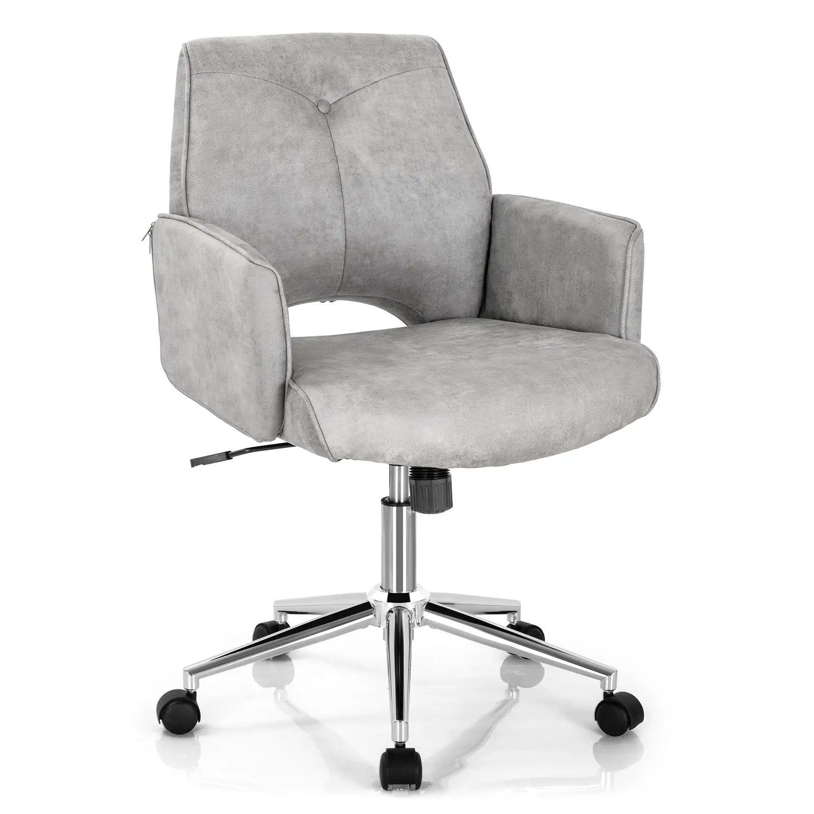 Adjustable Hollow Mid Back Leisure Office Chair with Armrest-Gray by DirectDeals