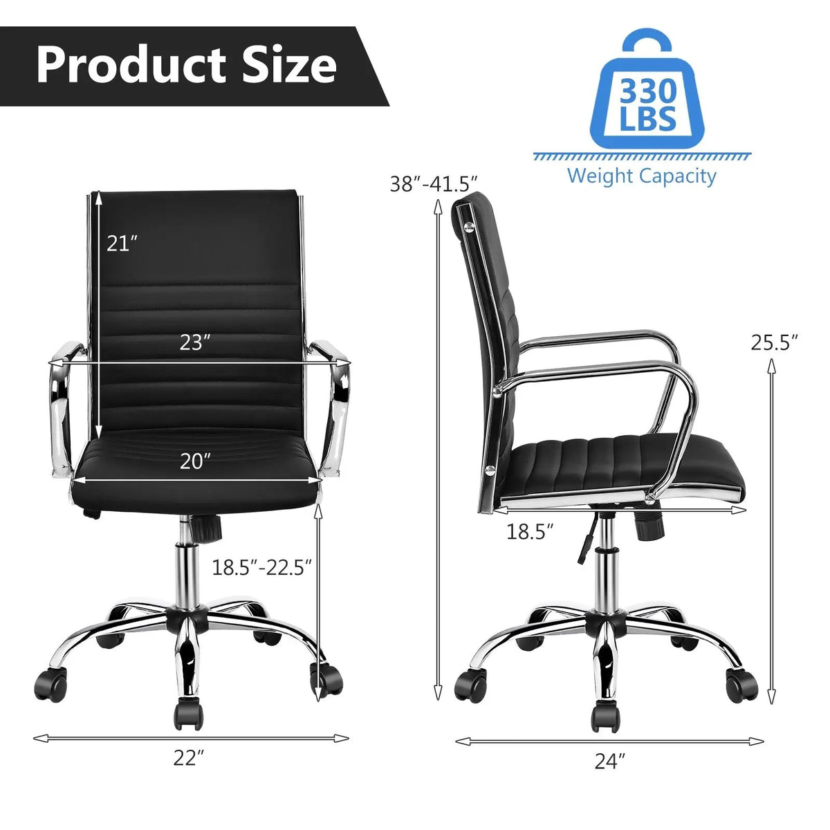 High Back Ribbed Office Chair with Armrests, photo 4 of 9