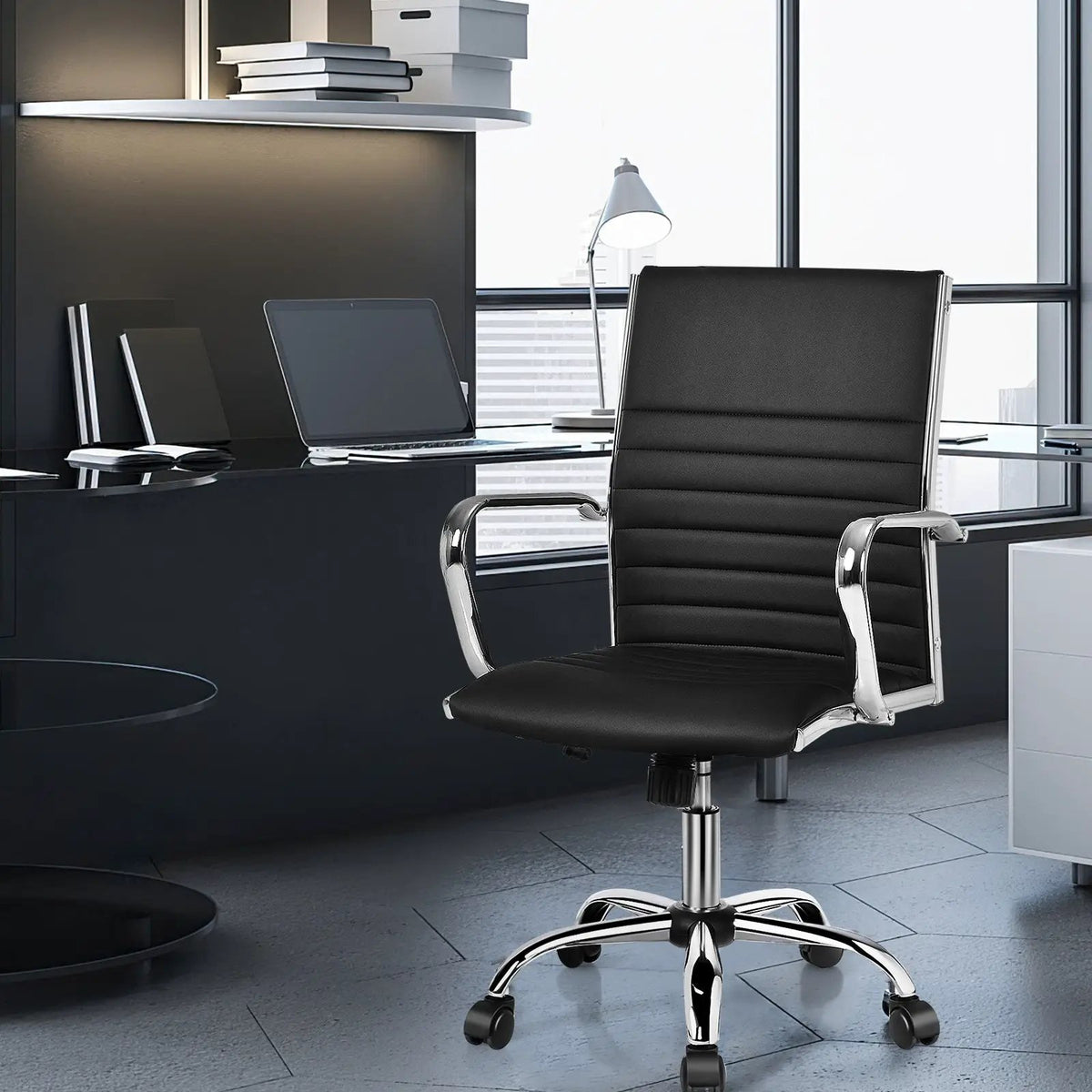 High Back Ribbed Office Chair with Armrests, photo 2 of 9
