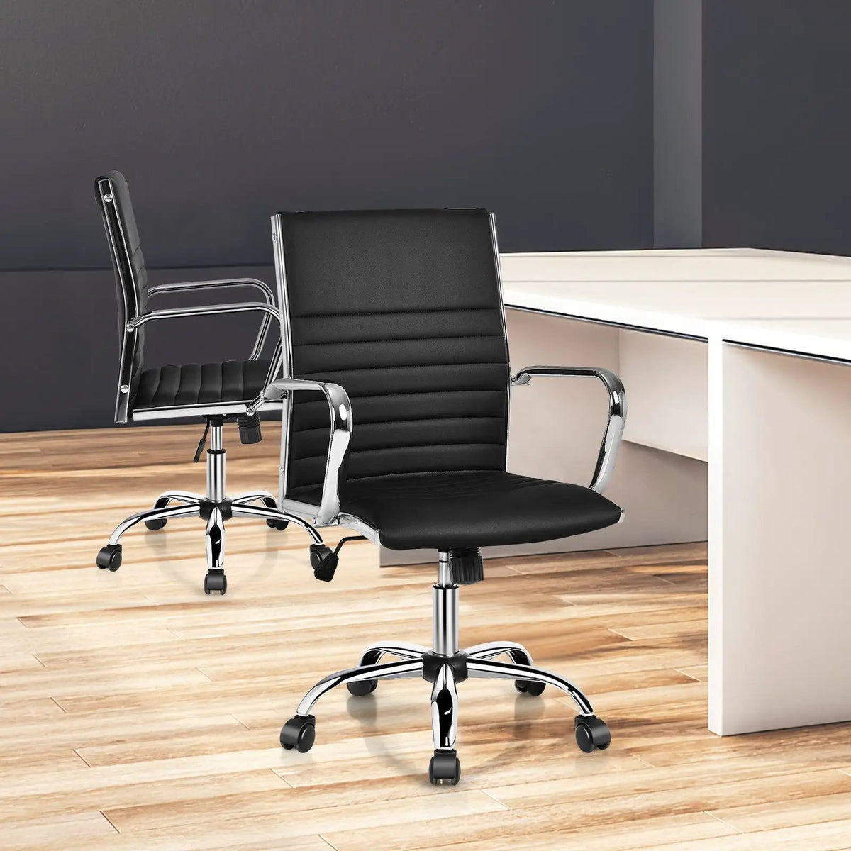 High Back Ribbed Office Chair with Armrests, photo 5 of 9