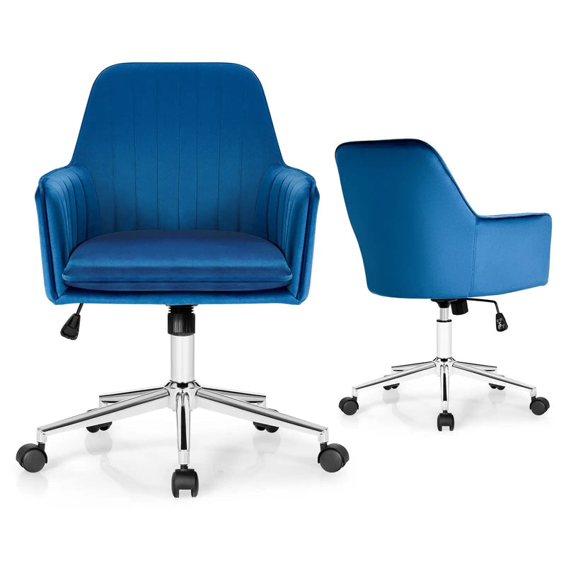 Velvet Accent Office Armchair with Adjustable Swivel and Removable Cushion by DirectDeals