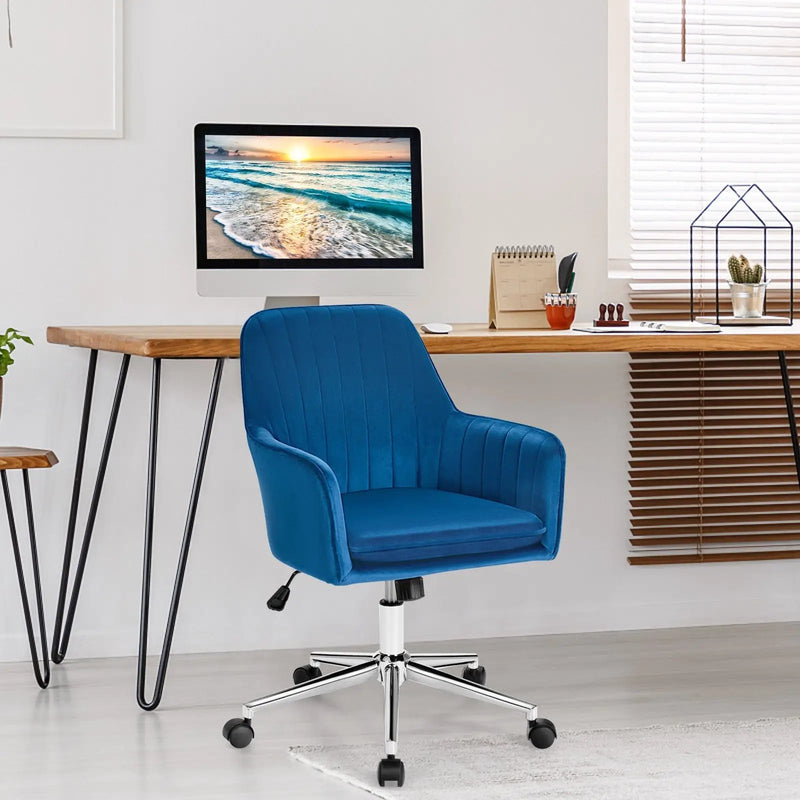 Velvet Accent Office Armchair with Adjustable Swivel and Removable Cushion by DirectDeals